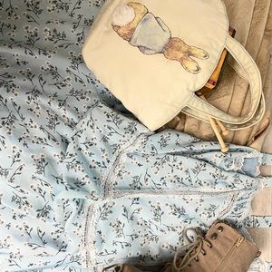 Miss Me Soft Blue Floral Print Midi-Dress